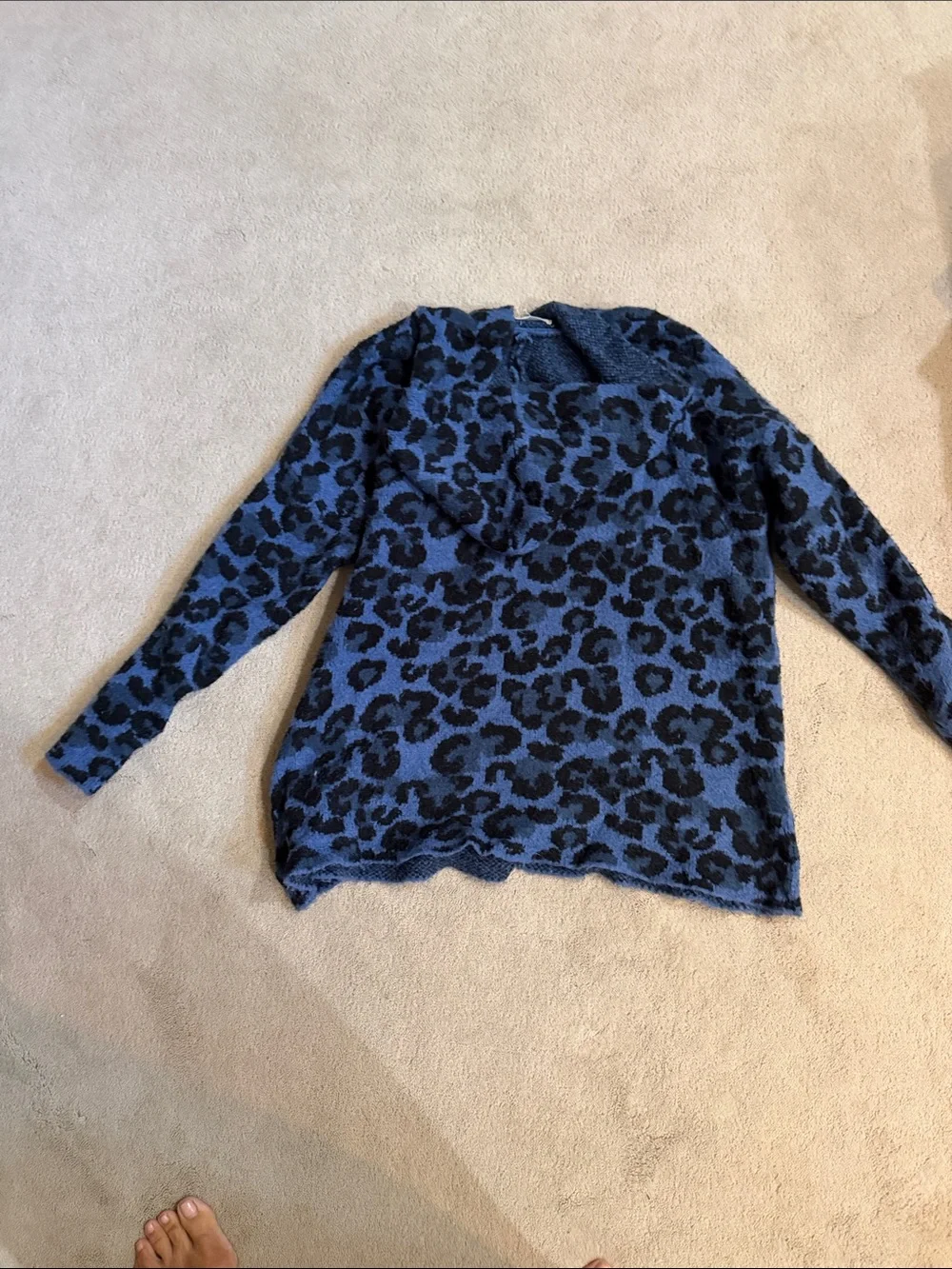 Workshop Republic Clothing Blue and Black Leopard Hooded Pullover